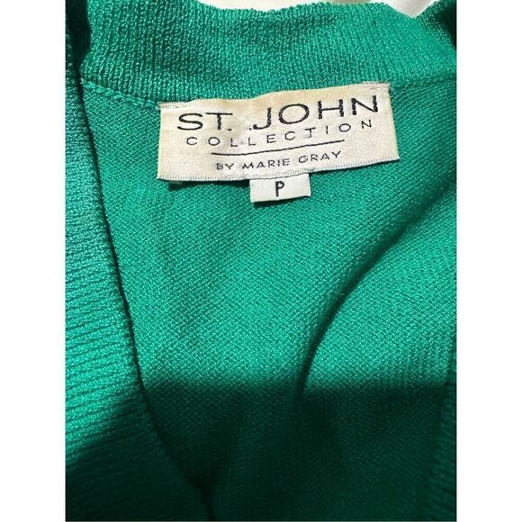 St. John Green jacket sweater with sailboat logo gold front buttons P - Picture 3 of 14